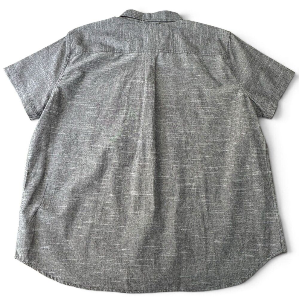 Eddie Bauer Button Up Shirt Men XXL Gray Blue Chambray NWT Short Sleeve Cotton - Picture 3 of 14